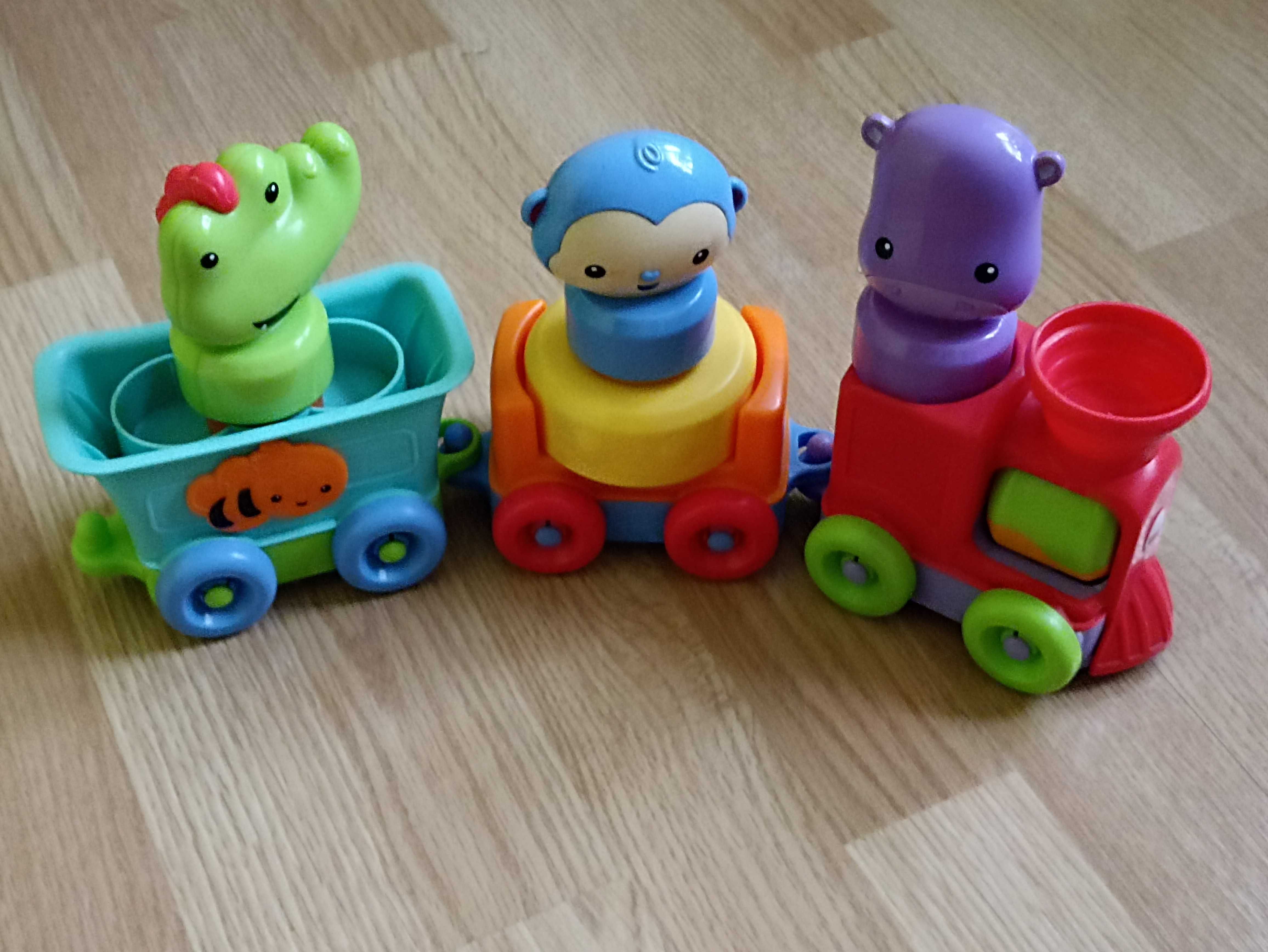 Zabawki Fisher Price: kostki edukacyjne + pociąg + krokodyl