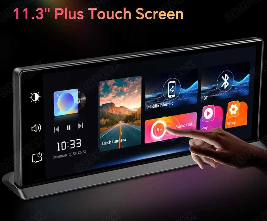 Rejestrator 11,3” 2-kamery Android Auto CarPlay nawigacja