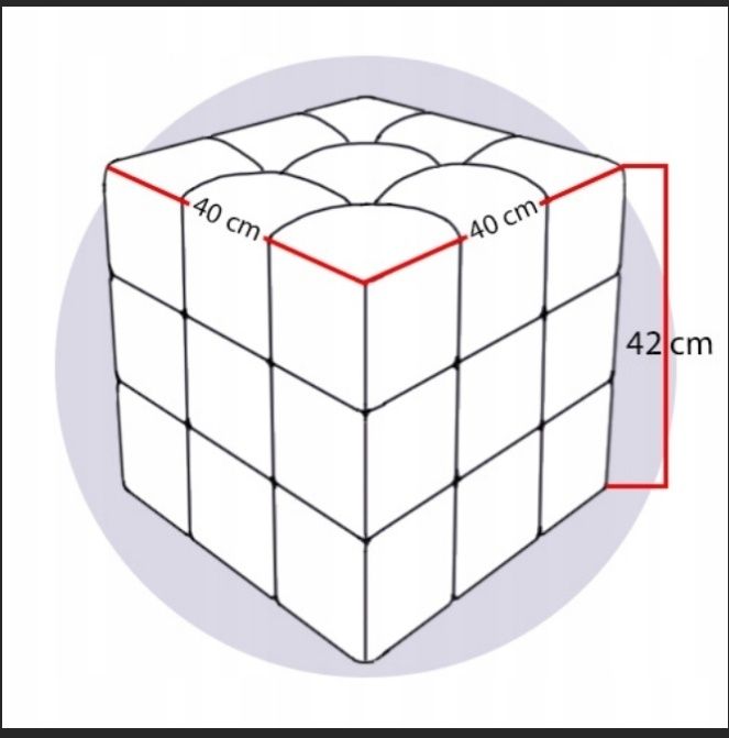 Pufa kostka pikowana eko skóra srebrna 40cm