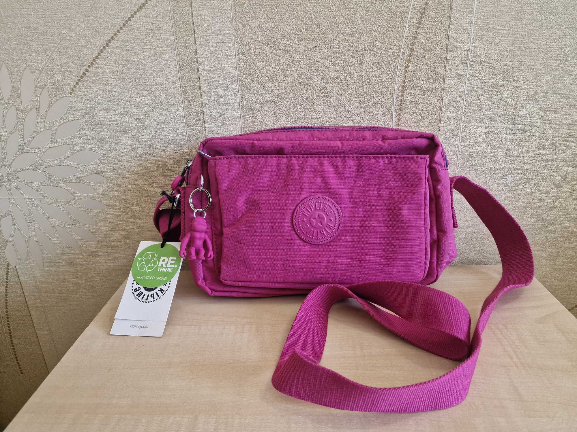 Нова сумка крос боді Kipling Abanu M In Pink Fuschia оригінал