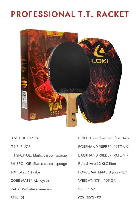 Професійна тенісна ракетка Loki DRAGON 10*, теннисная ракетка