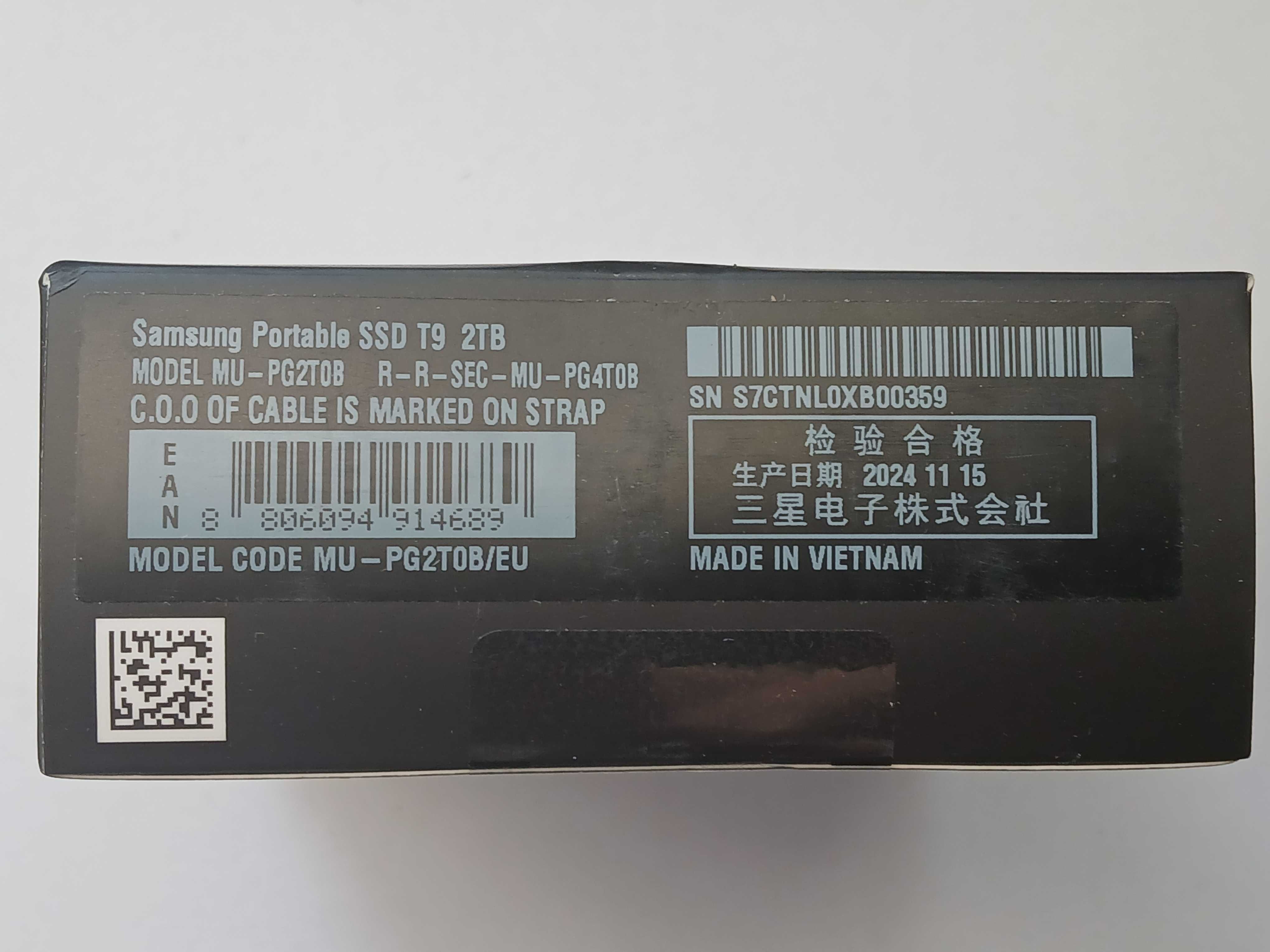 Dysk zewnętrzny SSD Samsung T9 2 TB*USB 3.2 Gen 2x2 *nowy