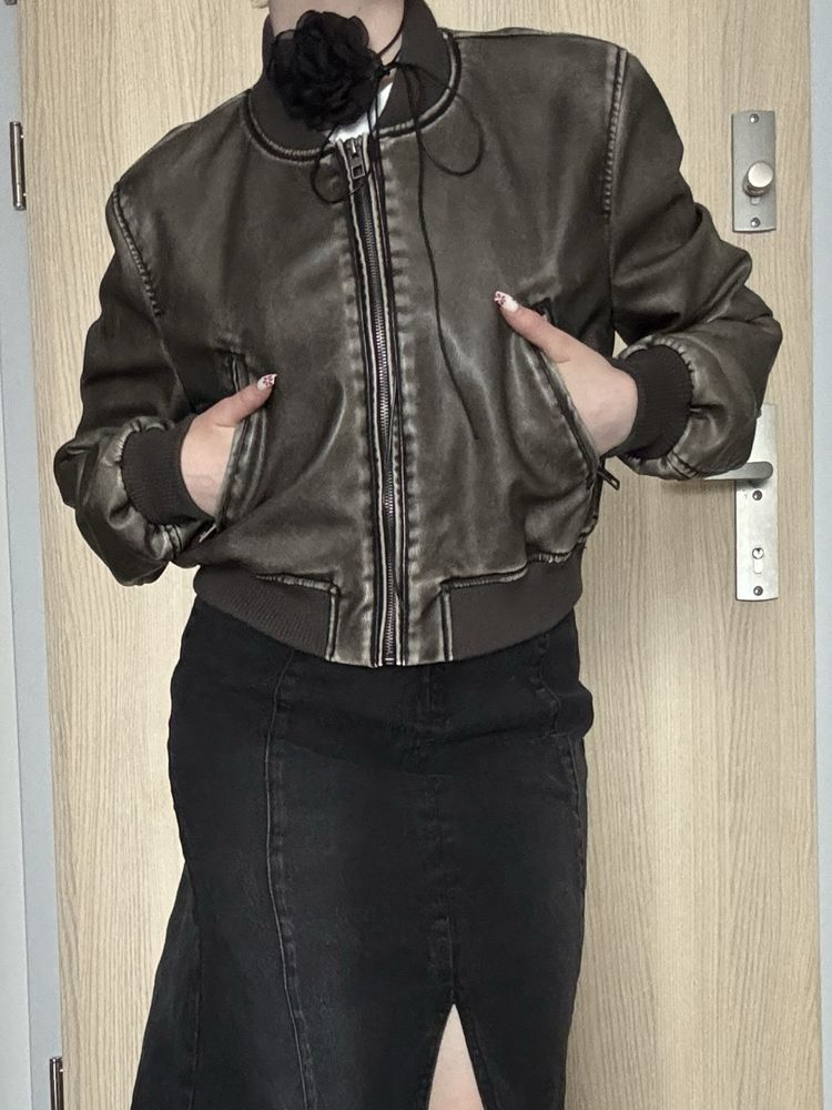 Kurtka Bomberka Zara zielona khaki S