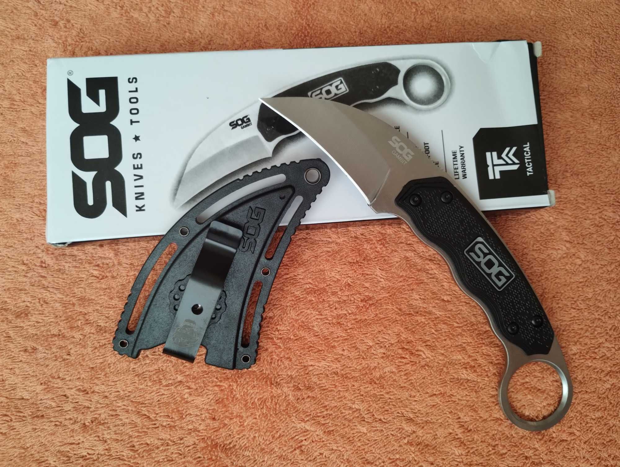 Нож керамбит SOG Gambit black с чехлом