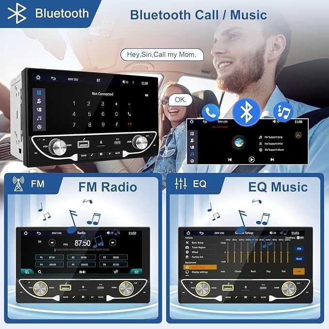 radio samochodowe Carplay 2 Din Android auto z 6,86-calowym