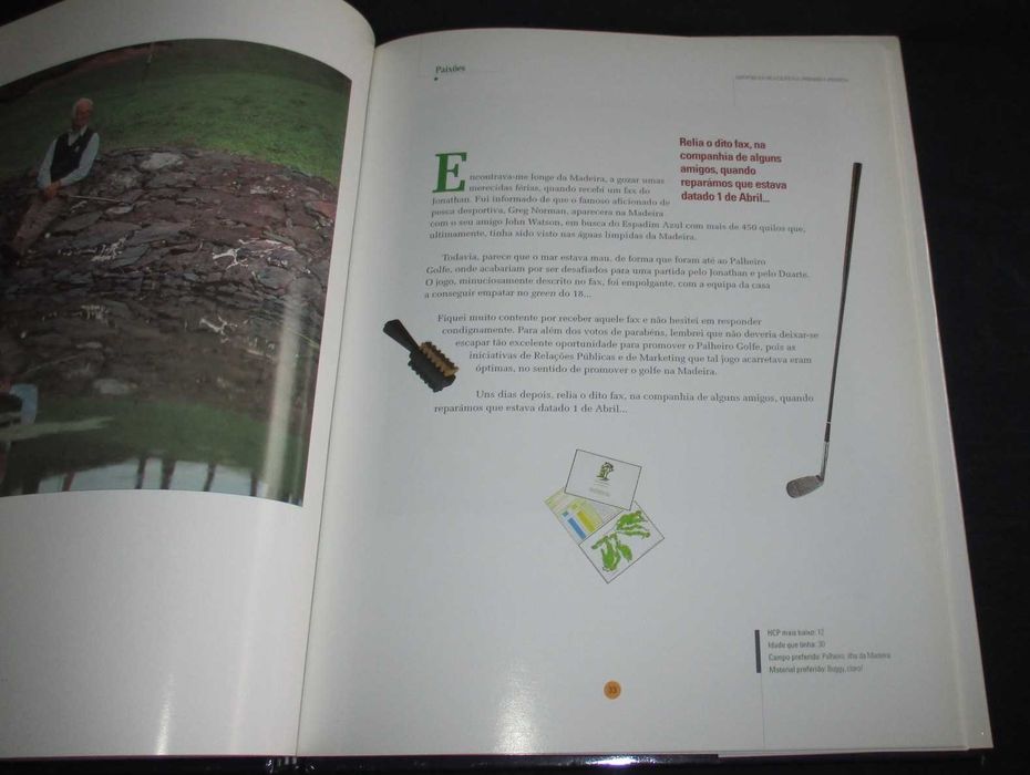 Livro Paixões Histórias de golfe na Primeira Pessoa
