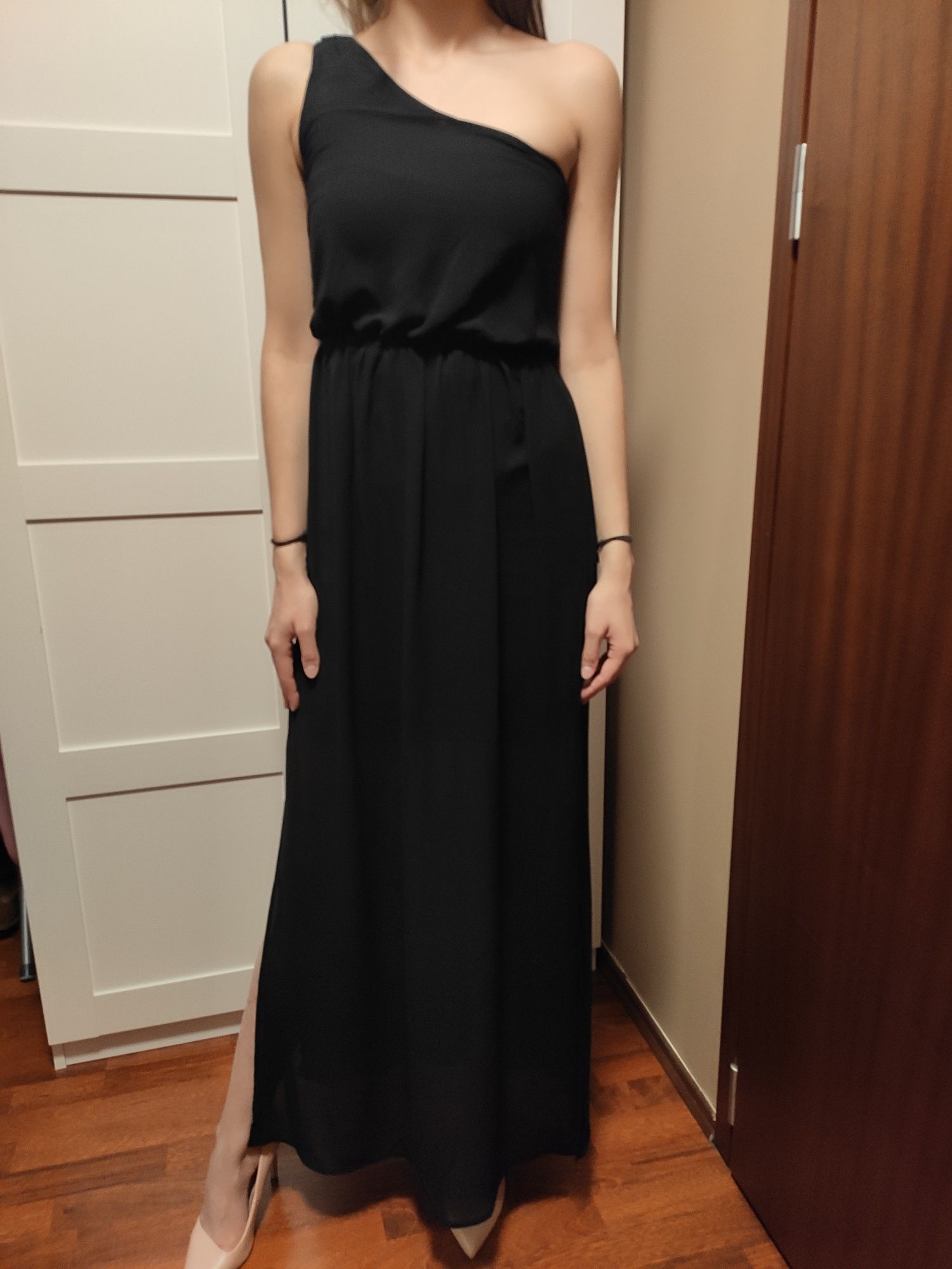 Długa suknia czarna Amisu New Yorker rozm. 34 wesele studniówka bal