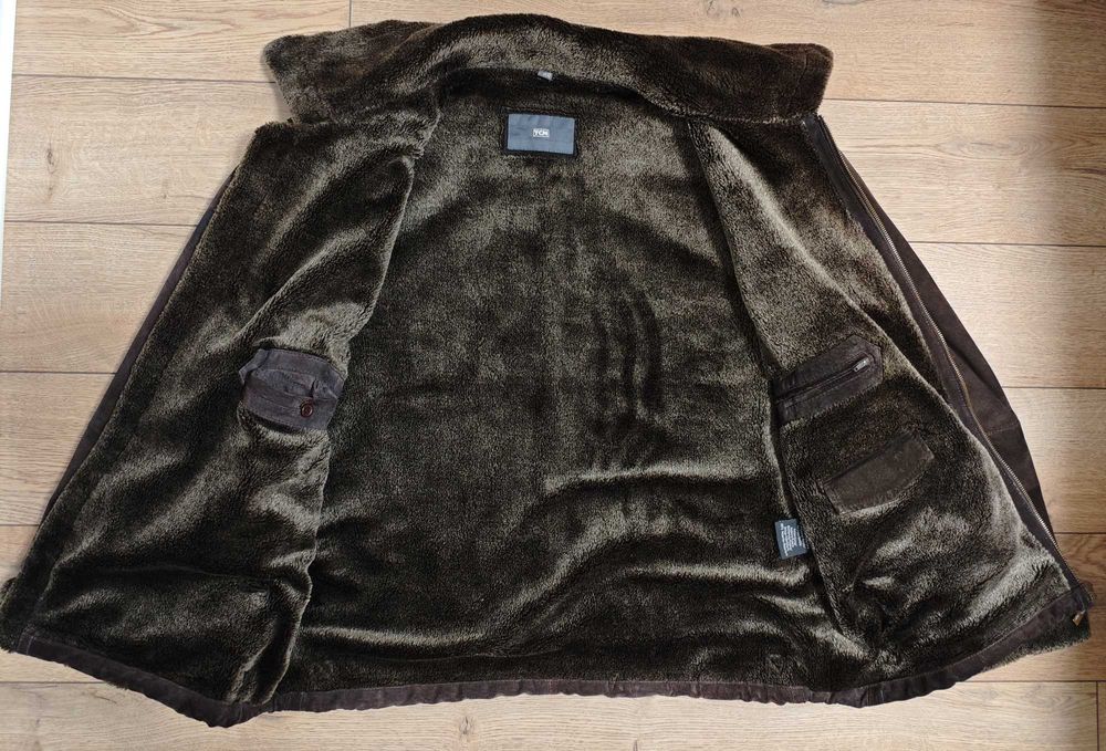 Tcm 52 р. куртка авіатор зимова коричнева шкіряна замша чоловіча пілот