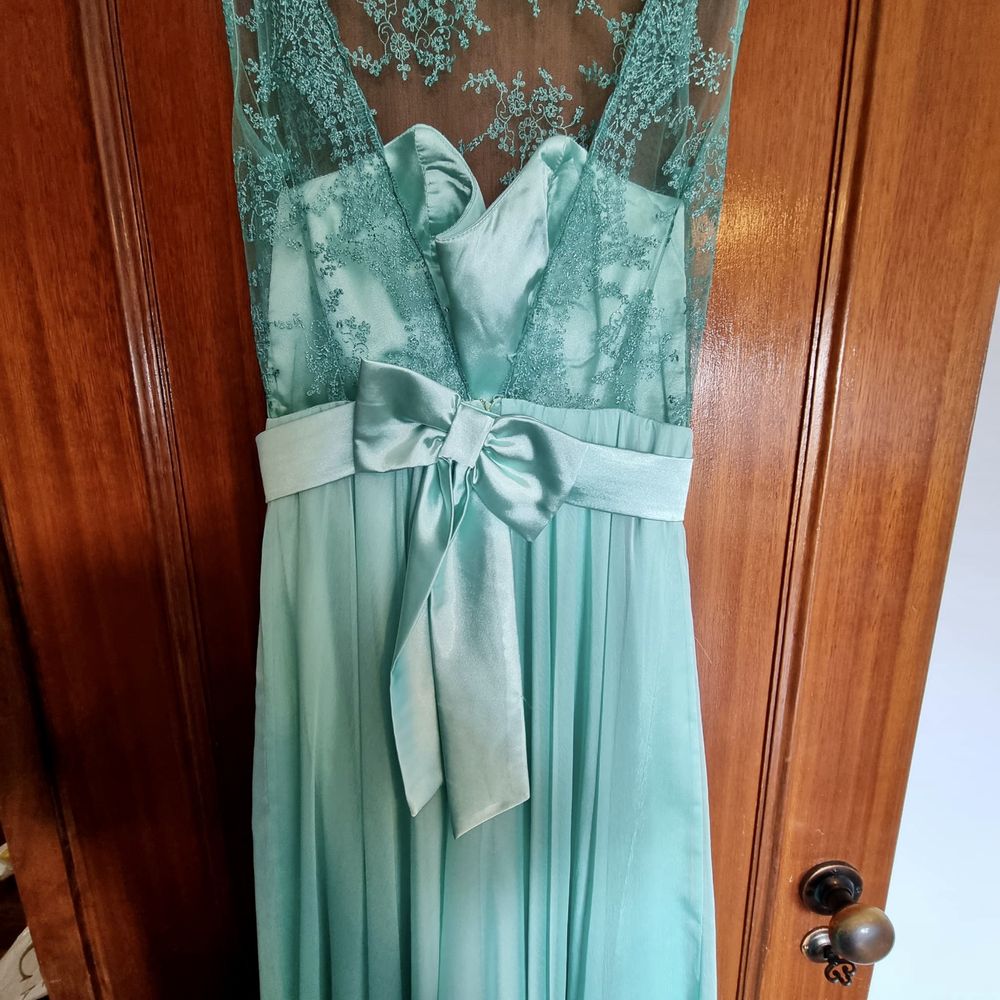 Vestido cerimónia comprido com renda