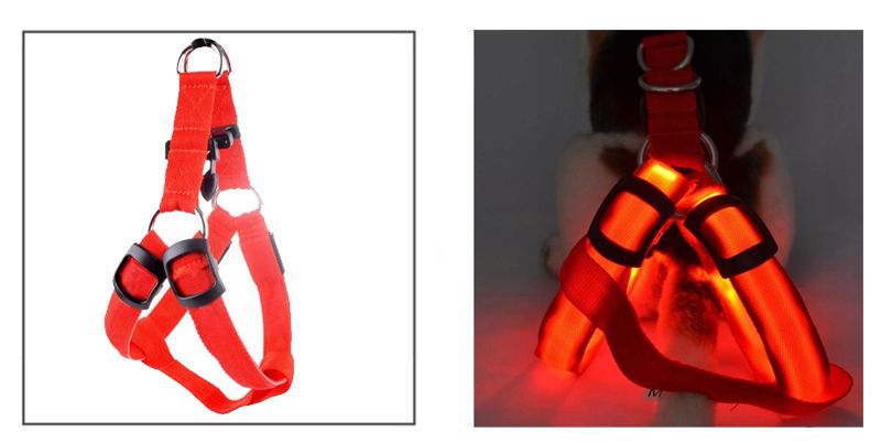 Świecące szelki dla PSA kota Szelki LED Czerwony S