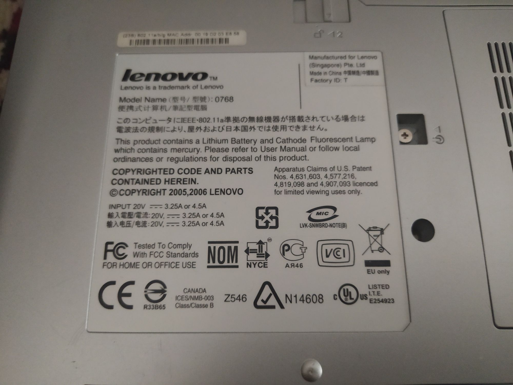 Laptop Lenovo 3000 N100