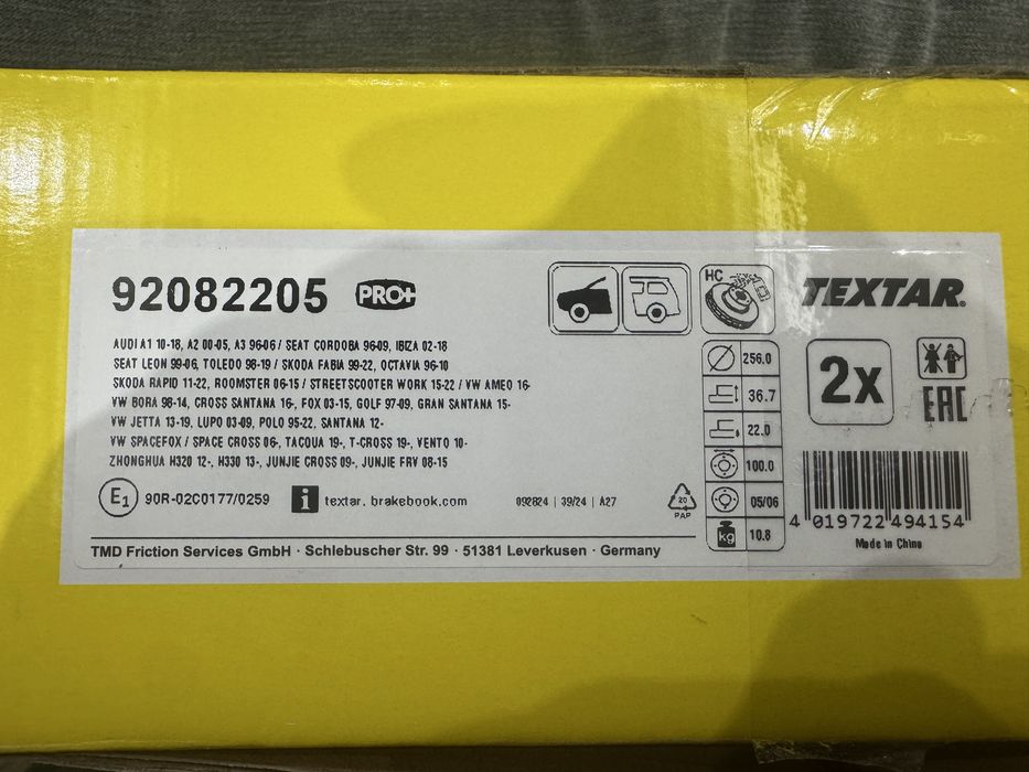 Klocki Tarcze Przód Textar