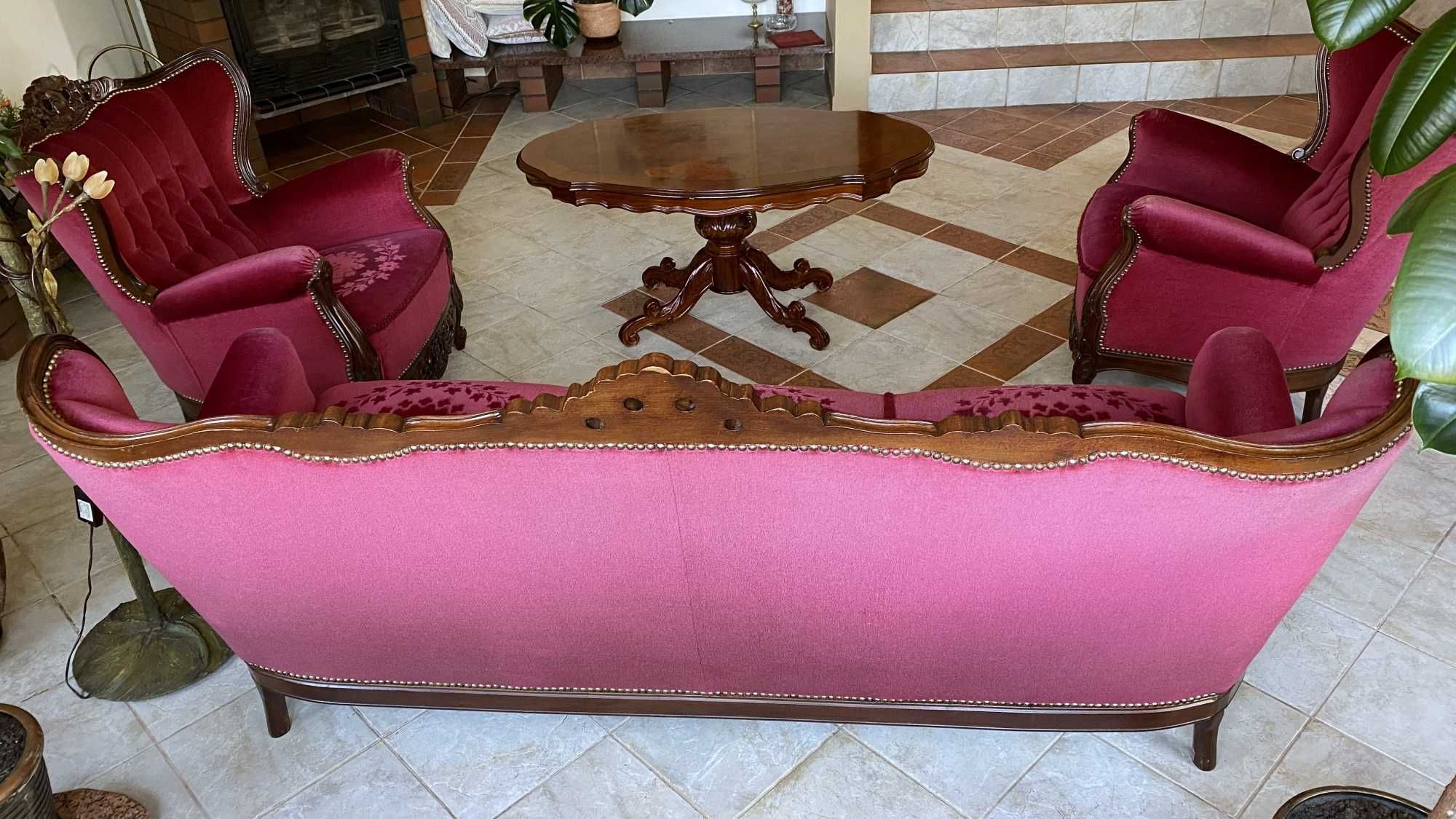 Komplet wypoczynkowy w stylu Ludwika - sofa 3os. + 2 fotele