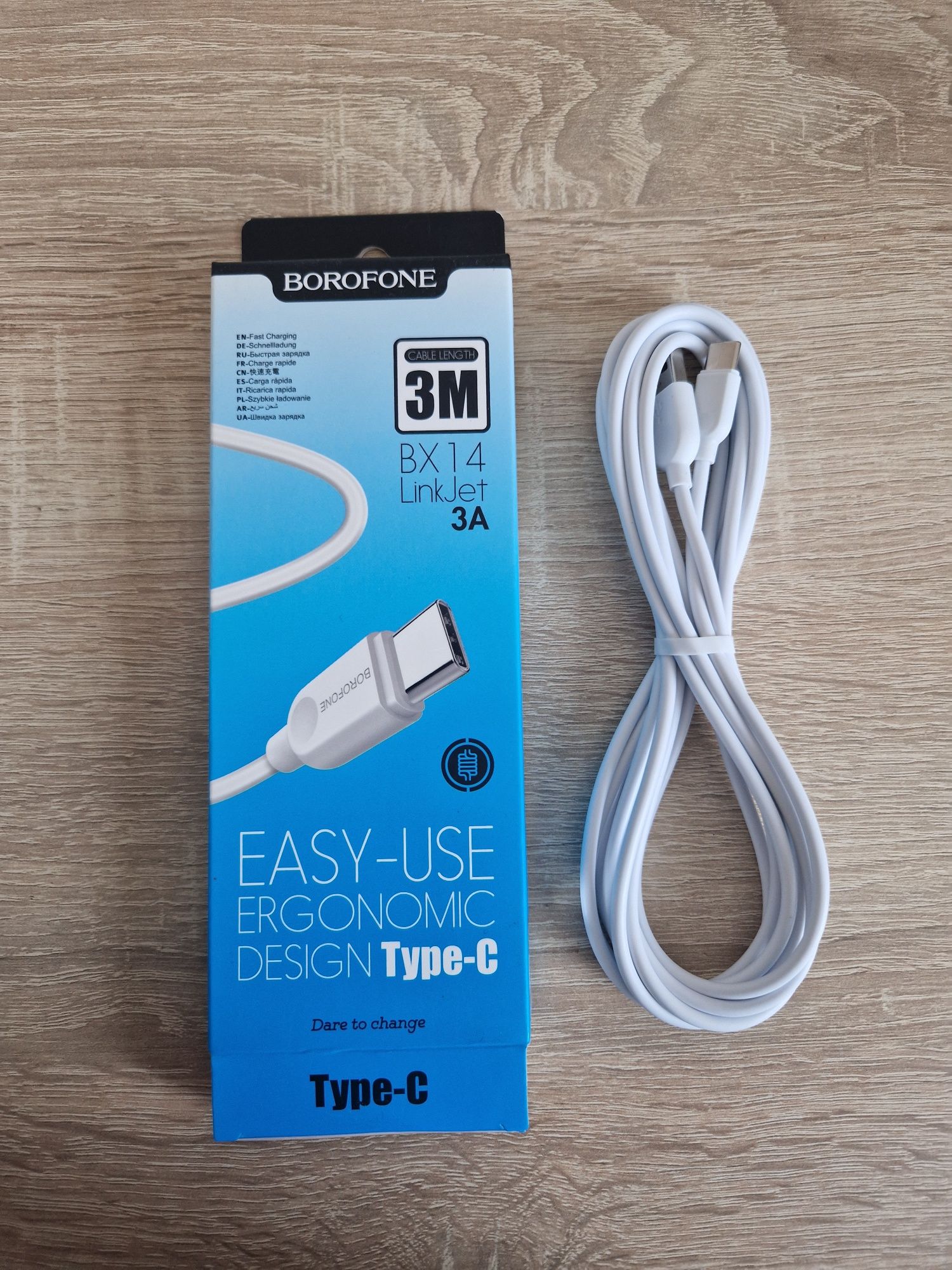 Borofone Kabel BX14 LinkJet - USB na Typ C - 2,4A 3 metry biały