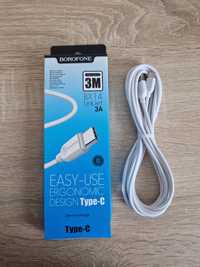 Borofone Kabel BX14 LinkJet - USB na Typ C - 2,4A 3 metry biały