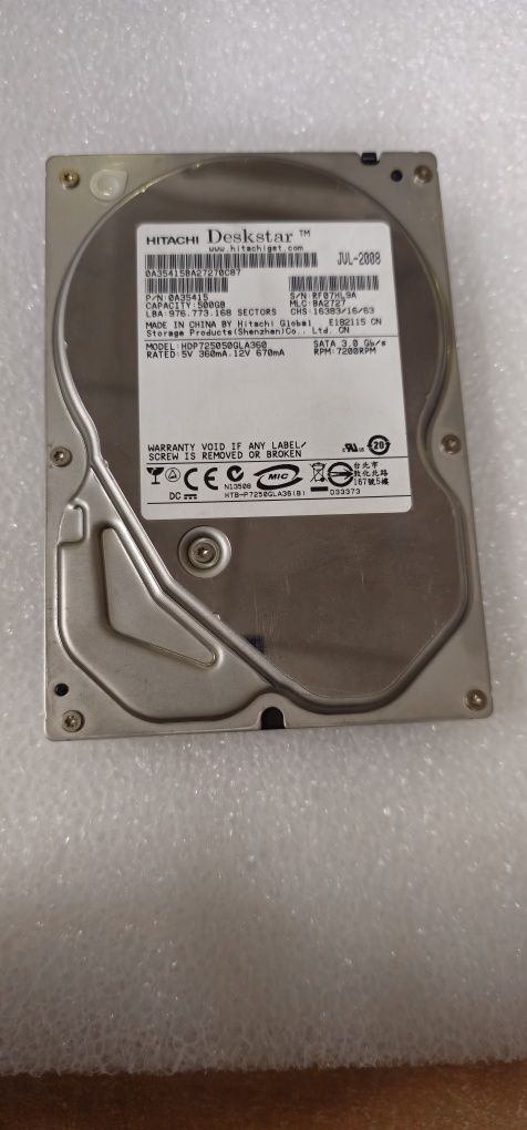 Dysk twardy HDD 500GB sata Hitahi GDP725050GLA360
