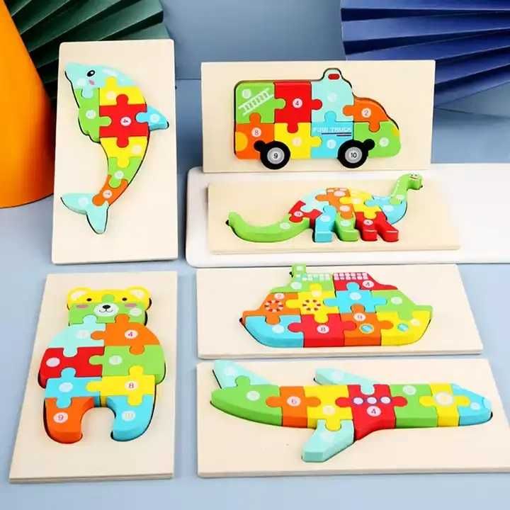 Puzzle drewniane 3D montessori