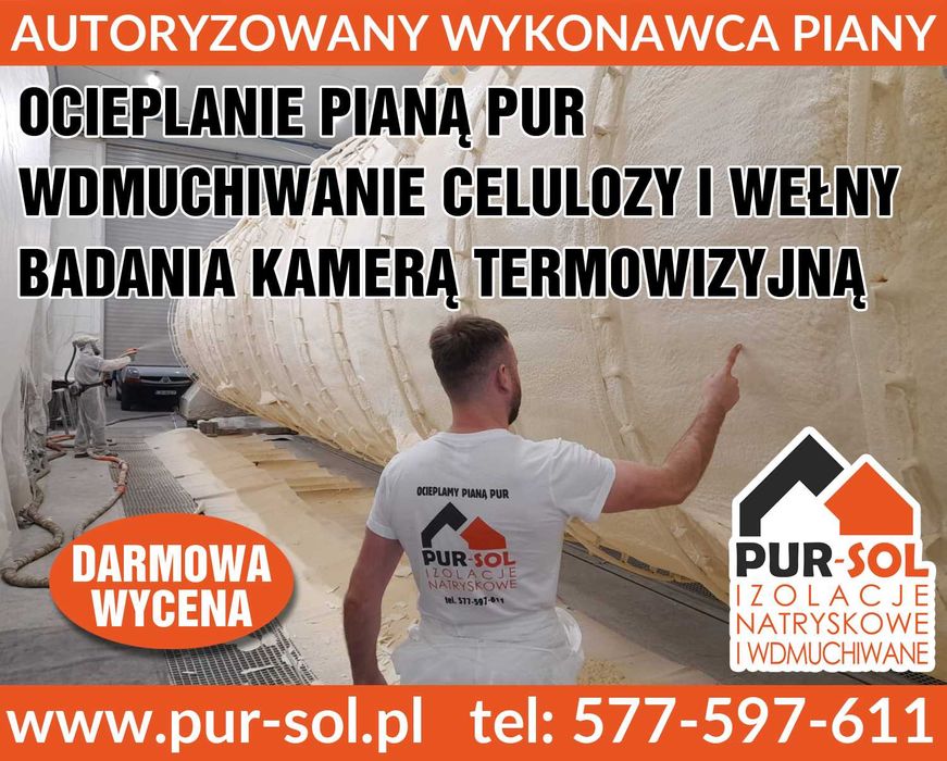 Ocieplanie piana PUR docieplanie poddasza pianką piana celuloza wełna