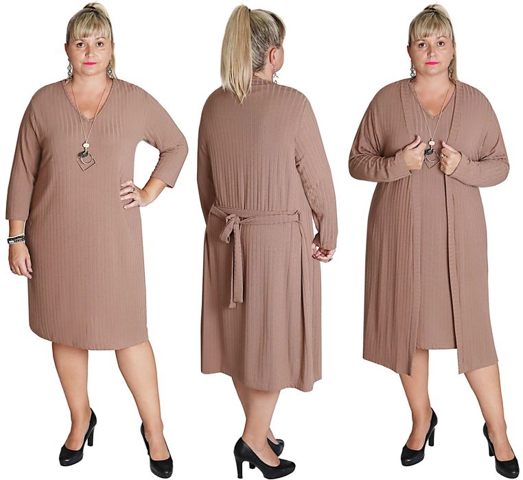 SWETERKOWY KOMPET SUKIENKA+NARZUTKA roz.uniwersalny pasuje od 50 do 54