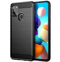 Carbon Case Elastyczne Etui Pokrowiec Samsung Galaxy A21S Czarny