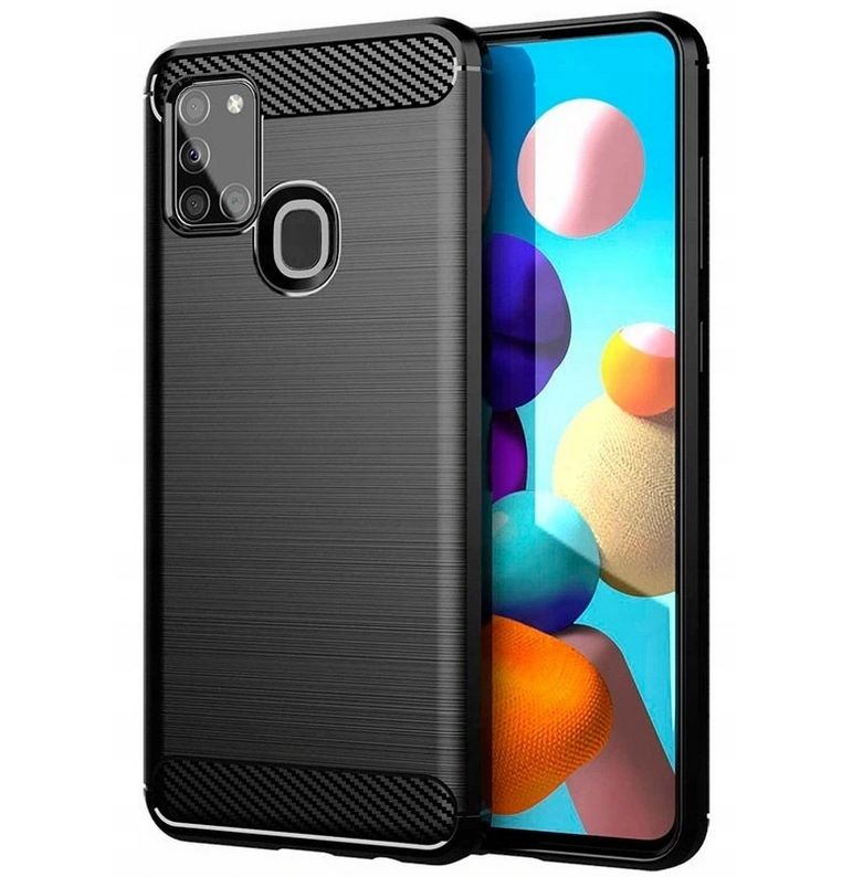 Carbon Case Elastyczne Etui Pokrowiec Samsung Galaxy A21S Czarny