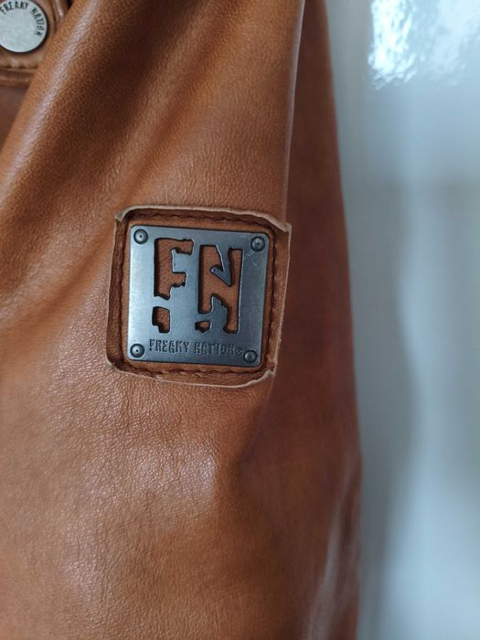 Męska kurtka skórzana biker Freaky Nation 80042 – cognac/brown, roz. M