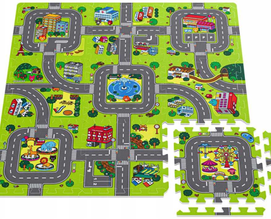 Mata edukacyjna dla dzieci City Puzzle piankowe