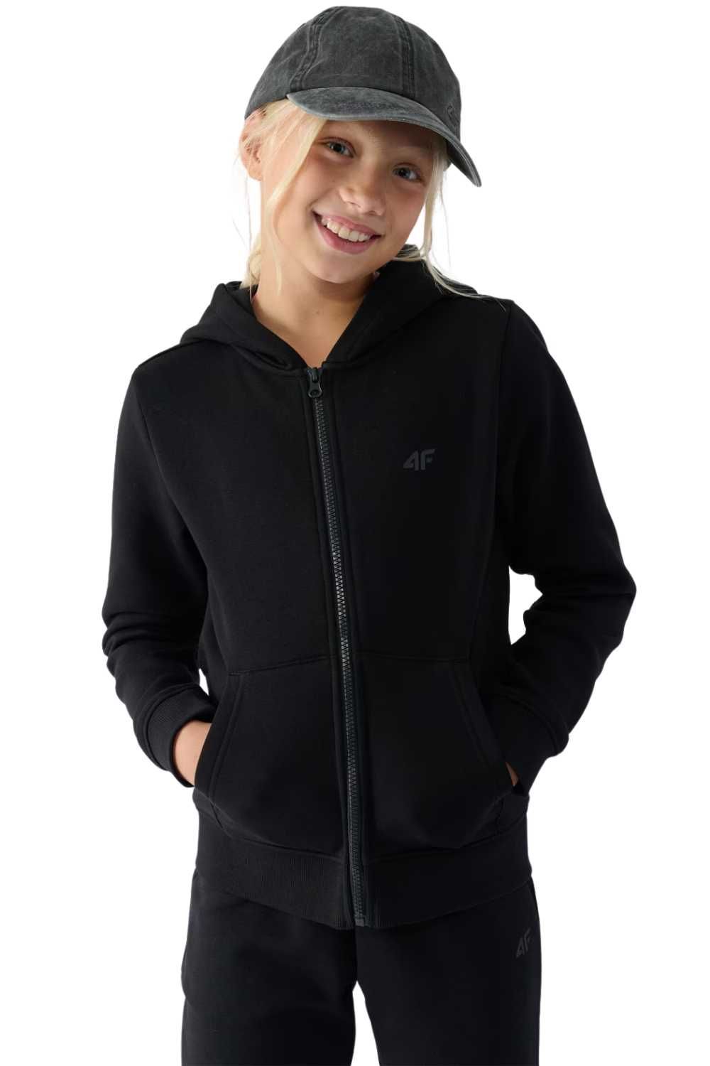 Bluza 4F rozpinana z kapturem dziewczęca sportowa wygodna r. 134