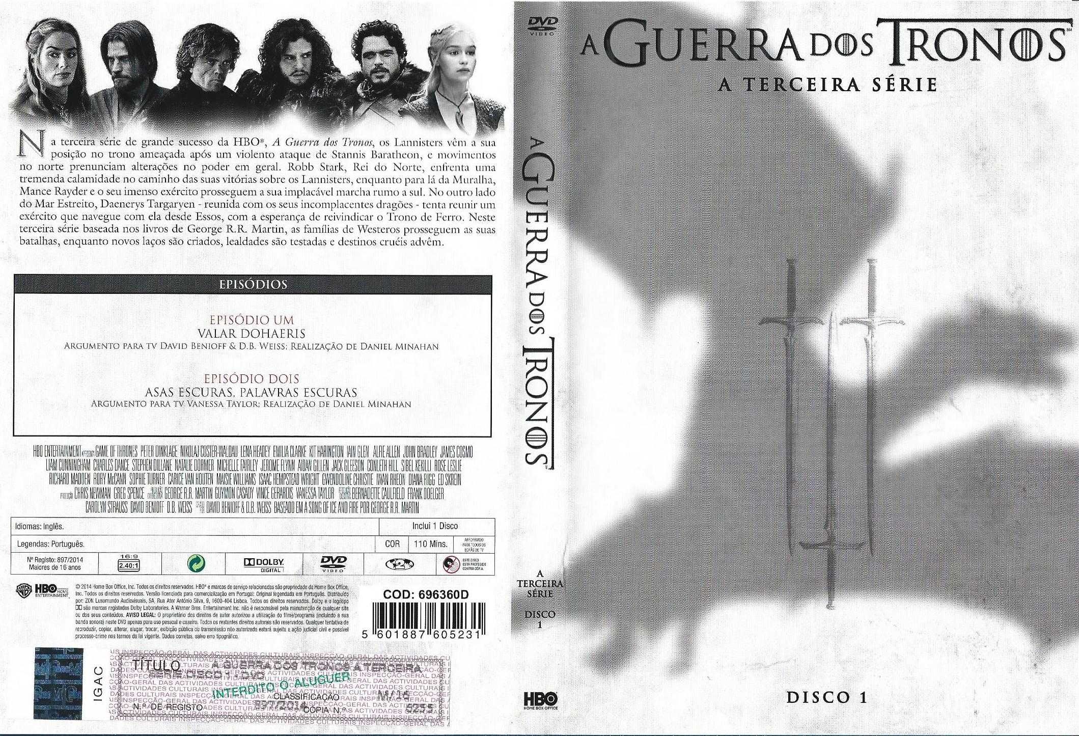 Guerra dos Tronos - - - 3ª Temporada - - - - - 5 X DVD
