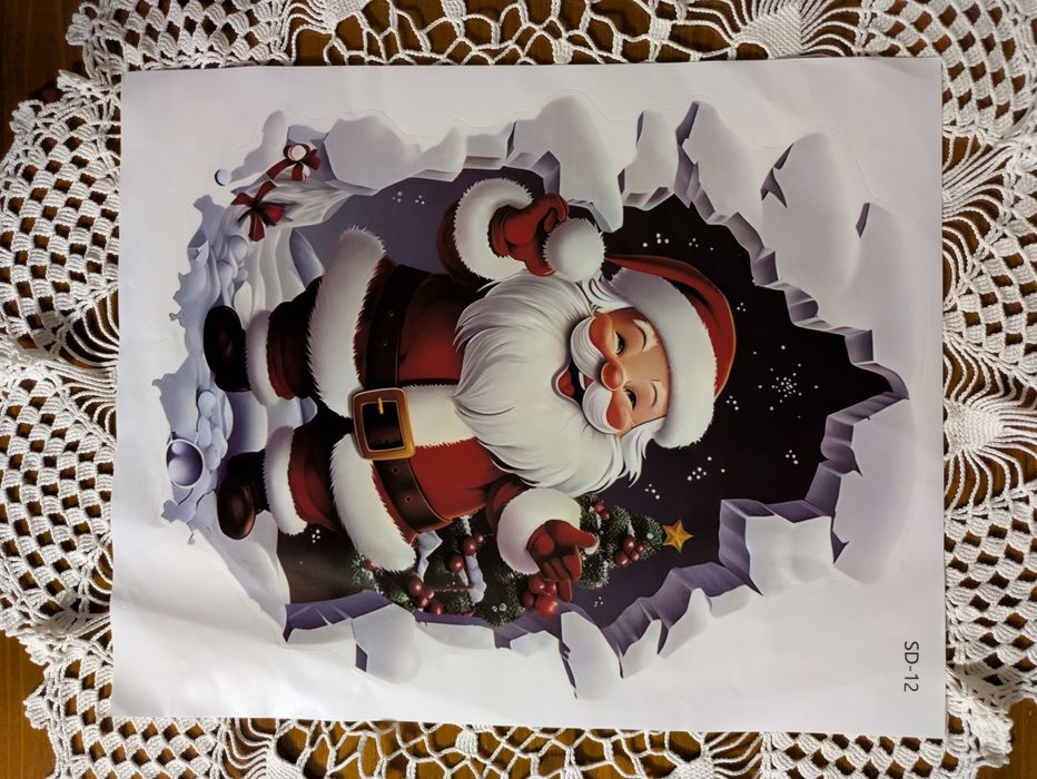 Naklejka z Mikołajem 3D nowa