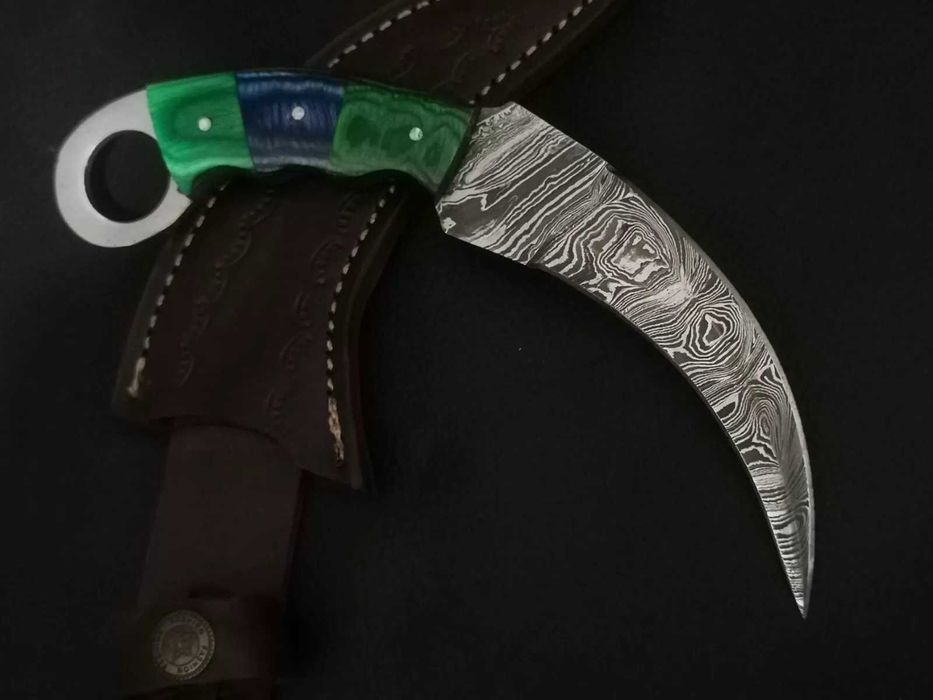 KARAMBIT damast nóż ze stali damasceńskiej wojskowy myśliwski CSGO