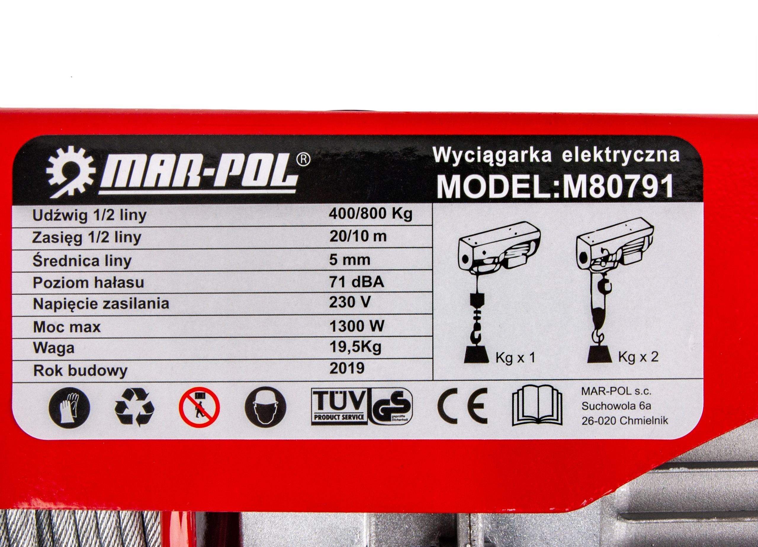 Wciągarka wyciągarka 230v elektryczna linowa 800kg [WYC82]