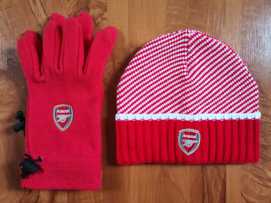 Mega zestaw uniseks czapka i rękawiczki klub Arsenal Londyn rewelacja