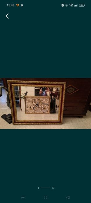 Moldura espelho cavalos em prata