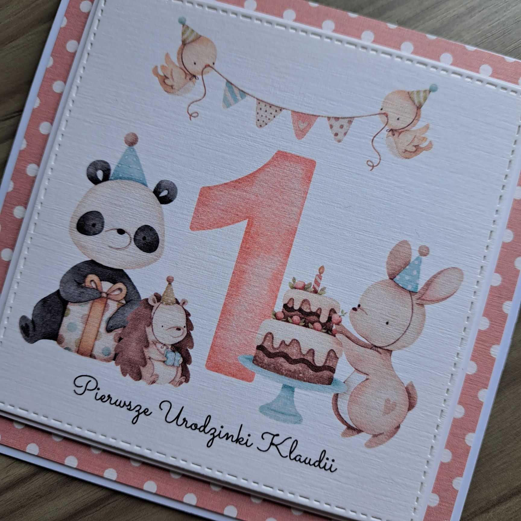 Personalizowana kartka na roczek, urodzinki ze zwierzątkami