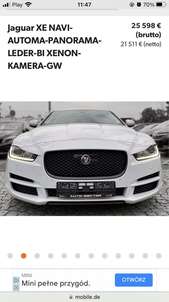 Jaguar xe drzwi prawe tył tylnie