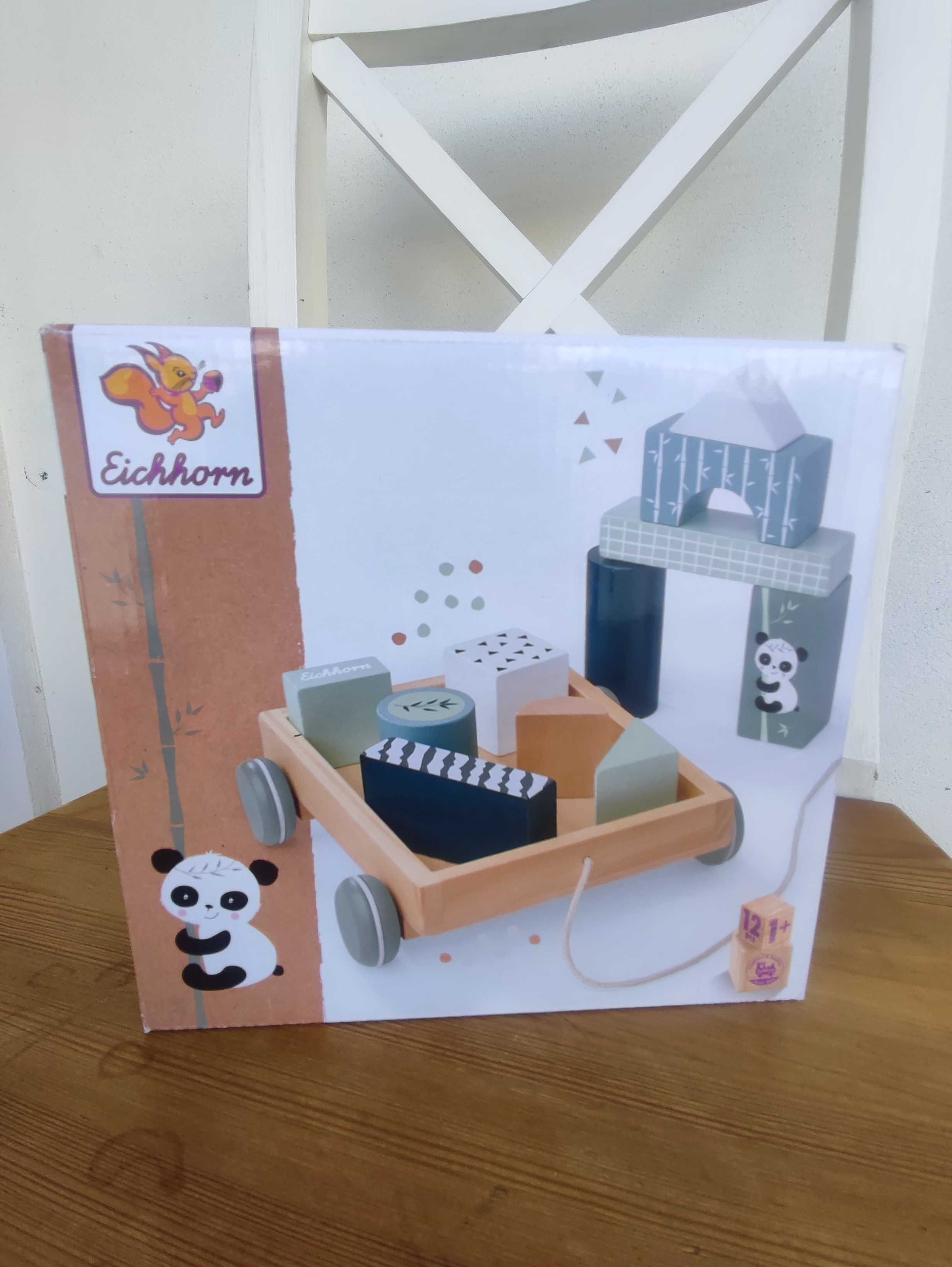 Klocki drewniane Simba Eichhorn Wooden Chariot Panda 12 elementów