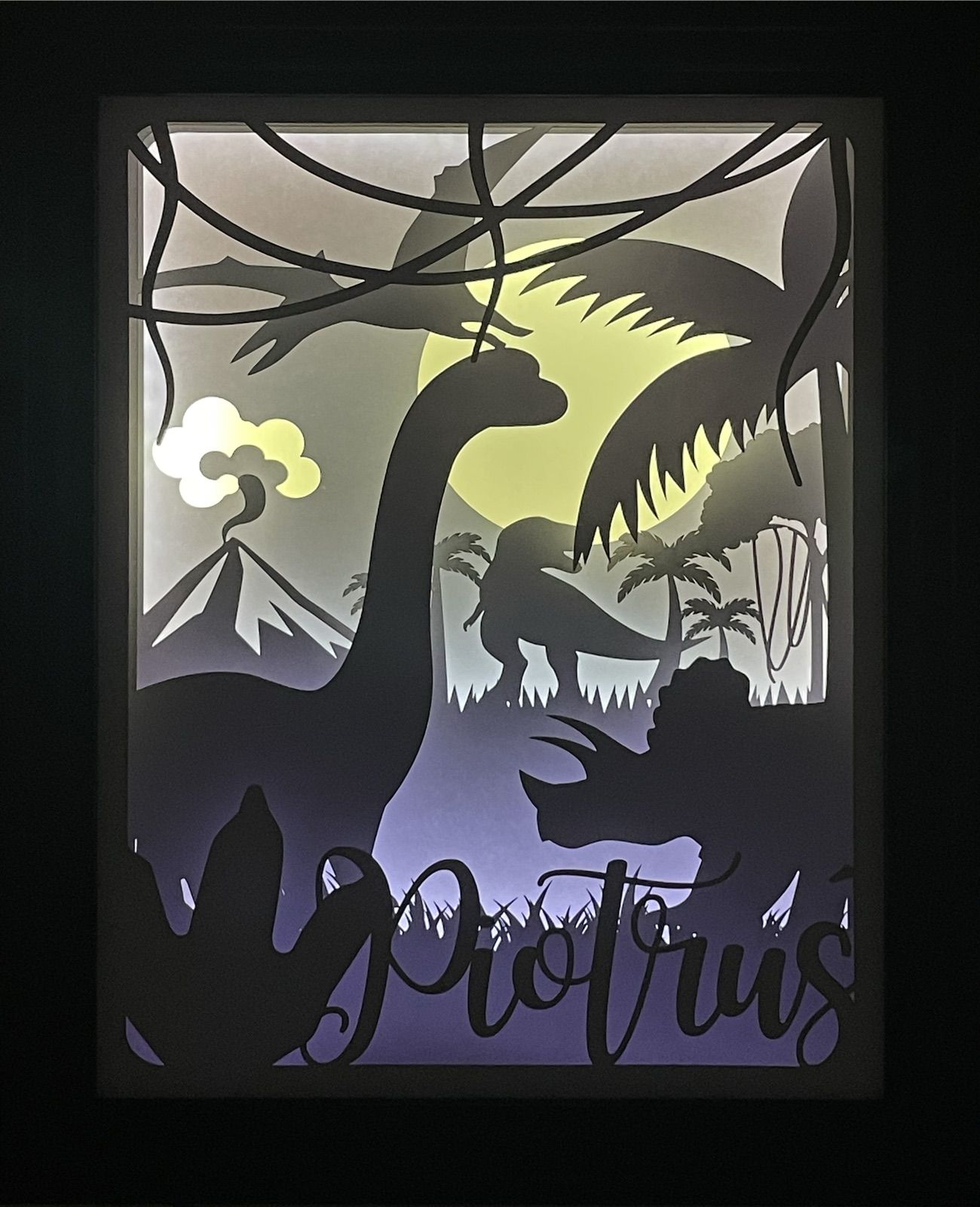 Ramka 3D LED Shadow Box Dinozaury