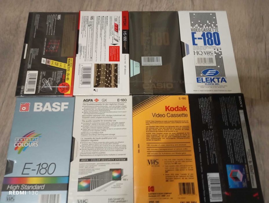 Видеокассеты новые Kodak, Agfa, Basf, JVC, Sony, Casio, TDK