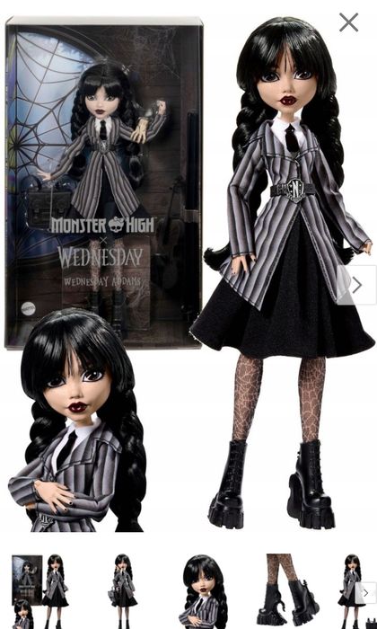 Lalka Wednesday Addams w szkolnym mundurku kolekcjonerska Monster High