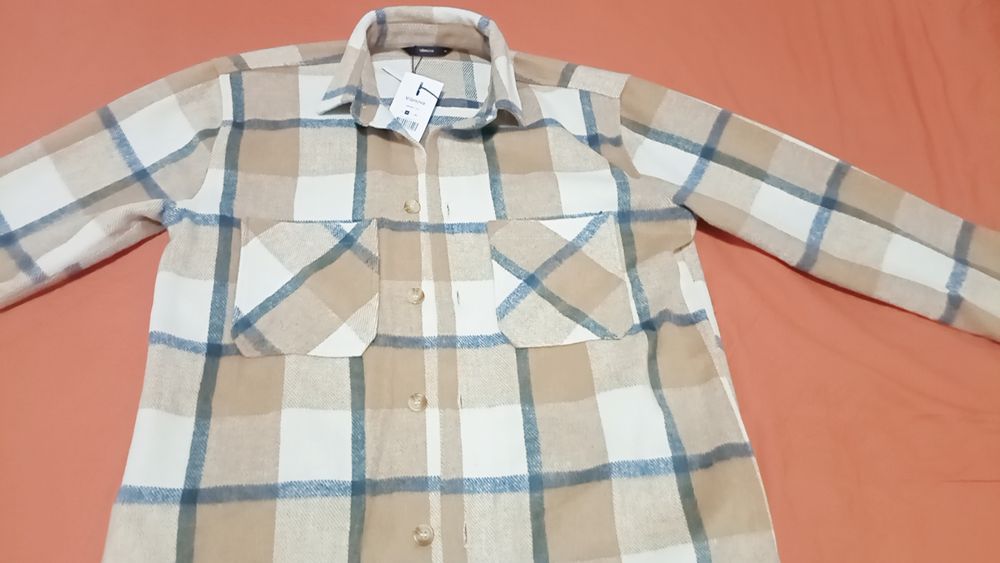Camisa Oversized Xadrez Beige