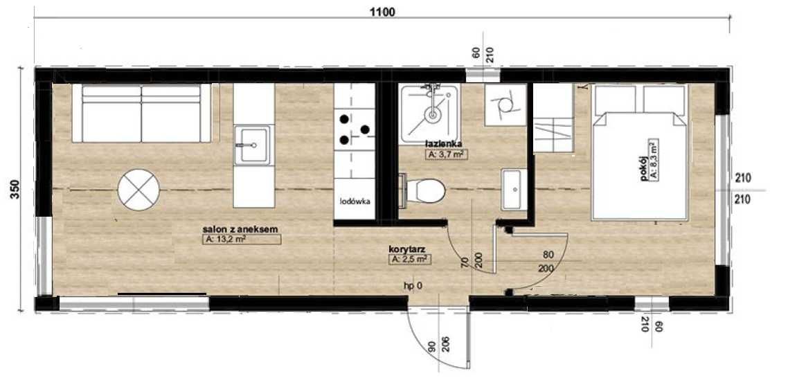 Domek modułowy całoroczny 38,5m2  +antresola