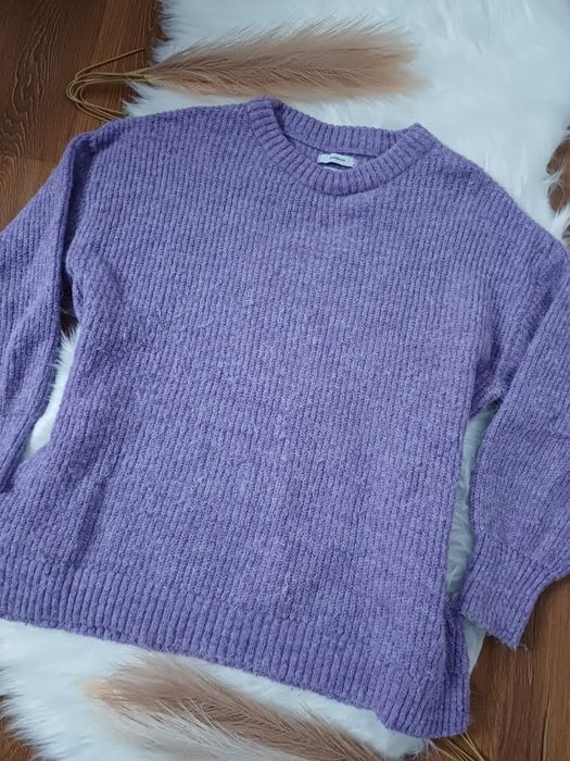 Fioletowy liliowy ciepły sweter S/M trendy na jesień na zimę