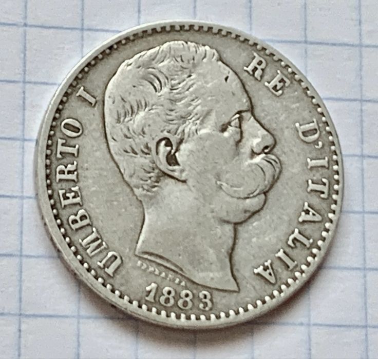 Італія 2 ліри 1883р Умберто Срібло Оригінал