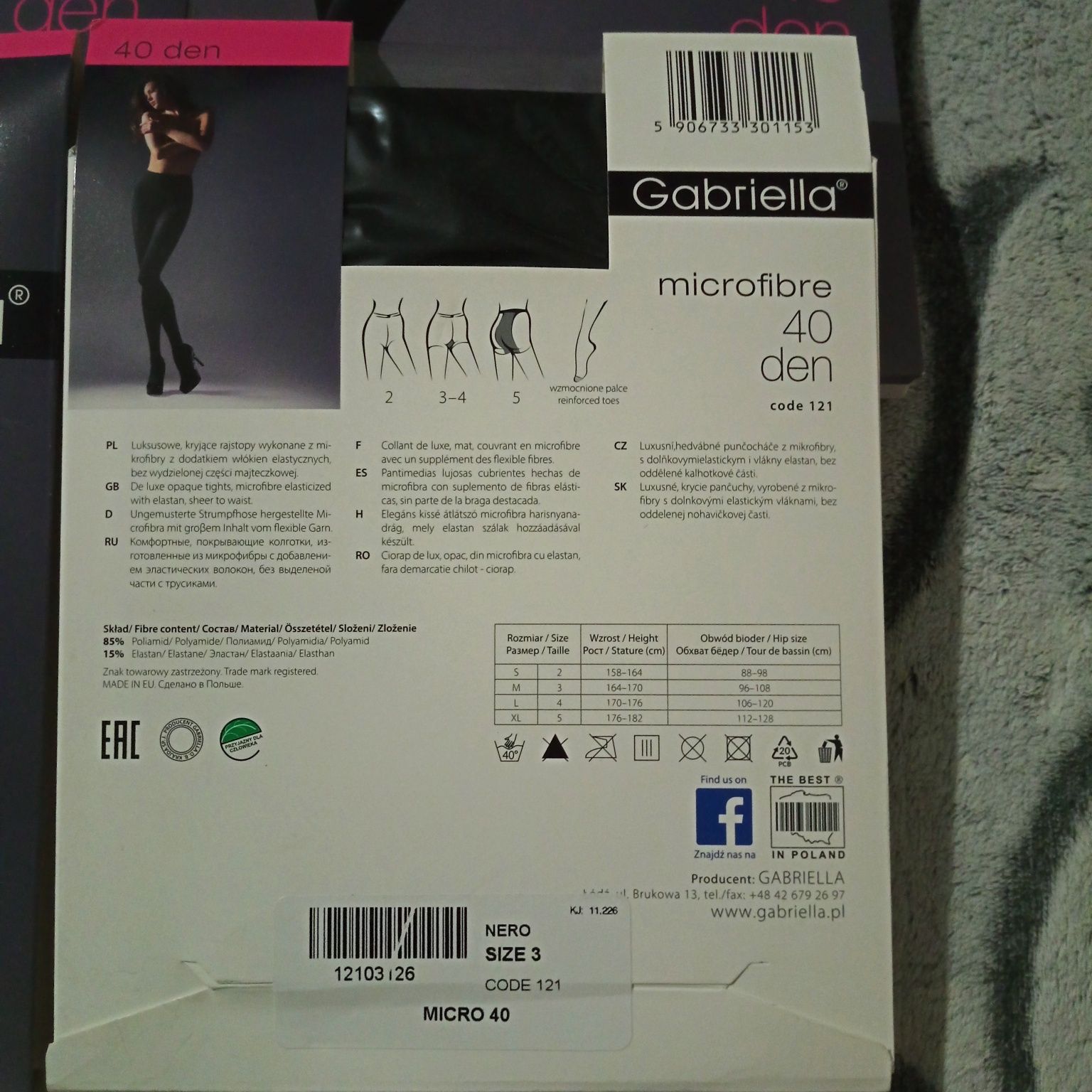 4 szt rajstop z mikrofibry 40 den Nero Gabriella rozmiar 3