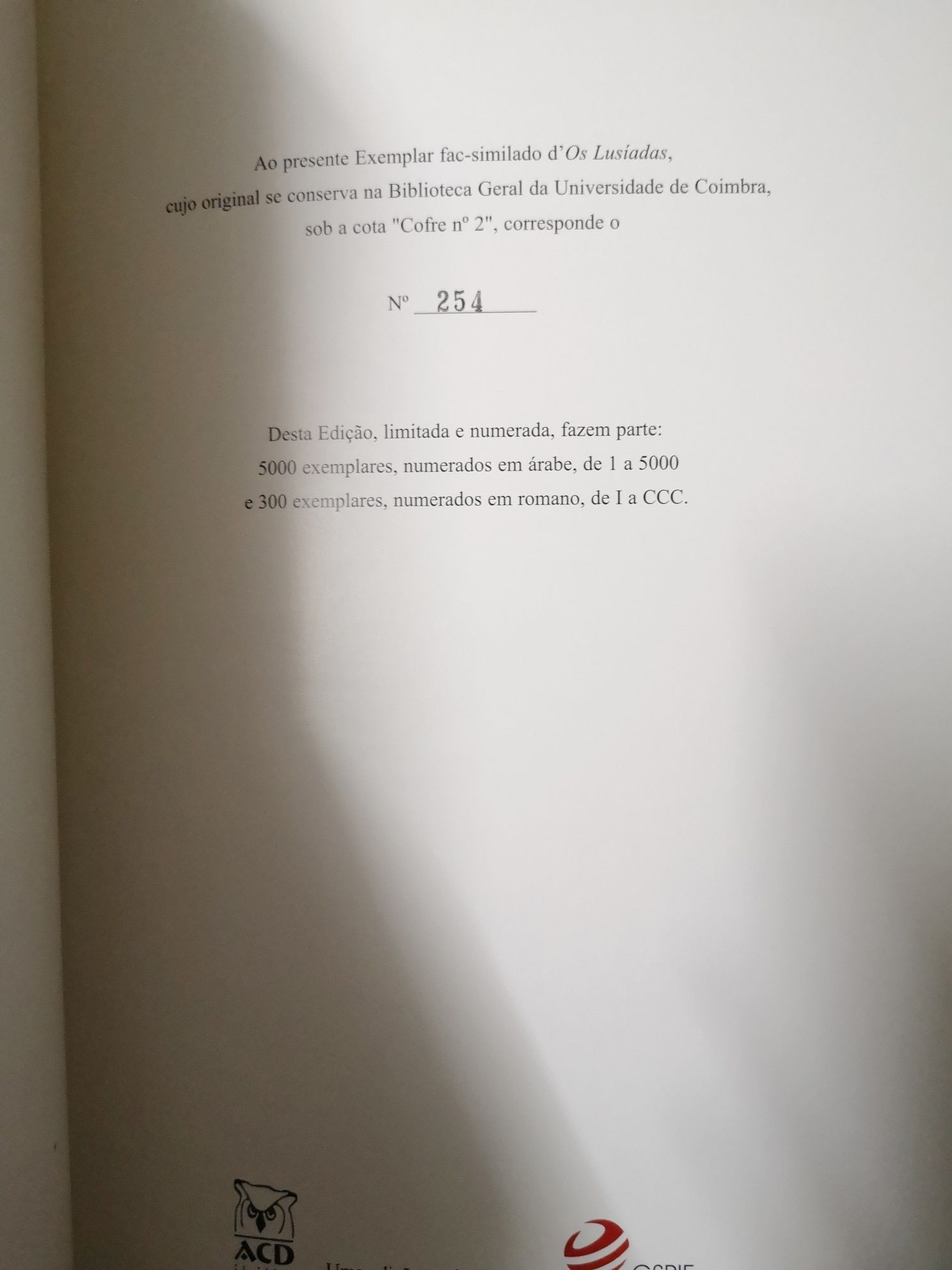 Os Lusíadas - Luis de Camões - edição limitada e fac-similada