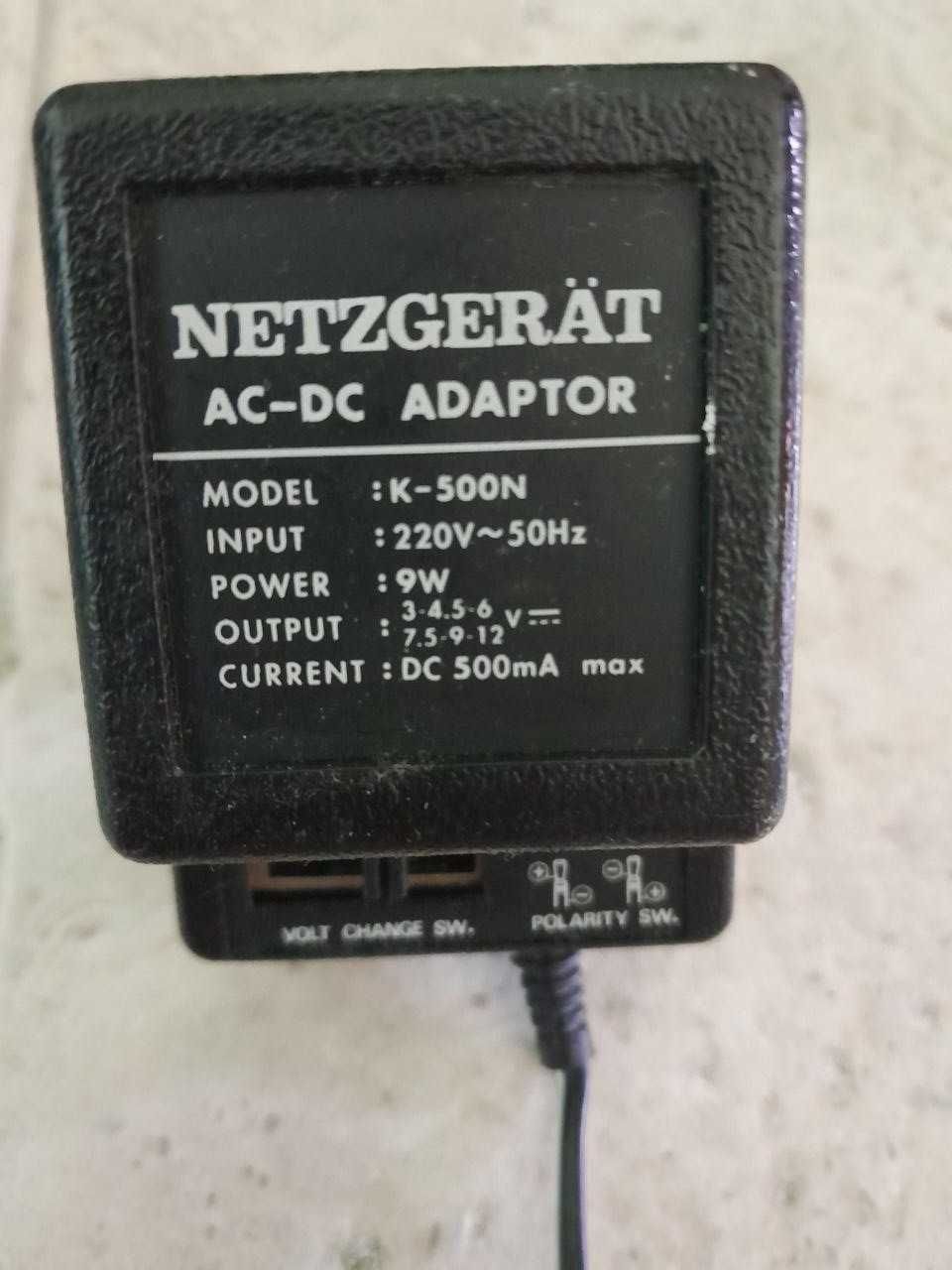 Adaptor ac-dc Netzgerat модель:K-500N 9 w 500 ma с рег по V 3-12 в