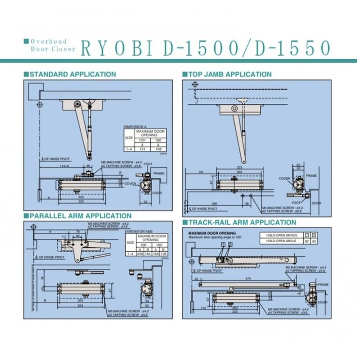 Дотягувач накладний RYOBI *9900 9903 SILVER

STD_ARM EN_2/3 до_65кг 96