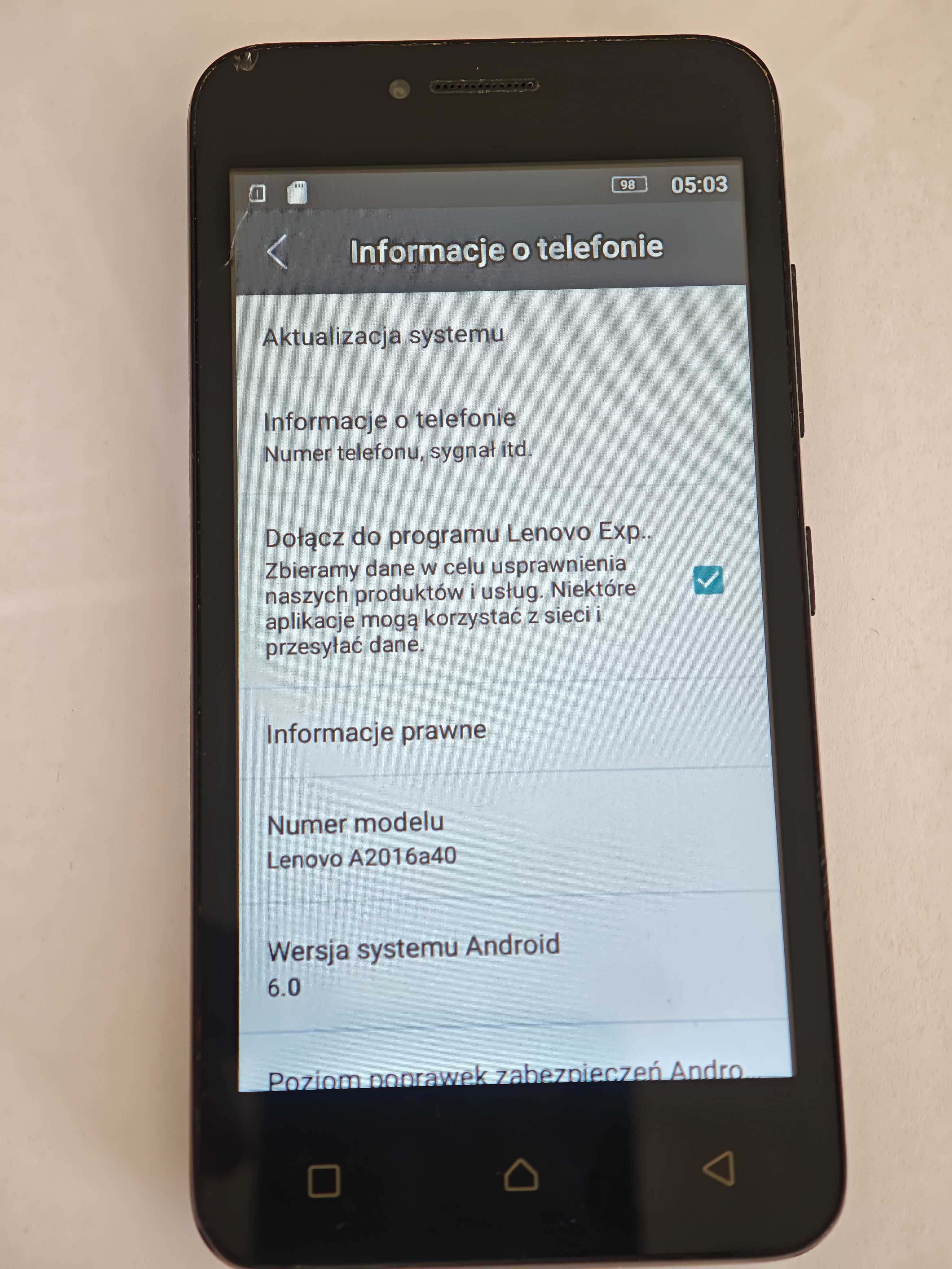 Lenovo A2016a40 czarny