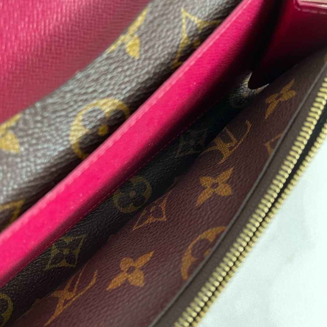 Nowe LV Louis Vuitton długi portfel Róża czerwona przycisk